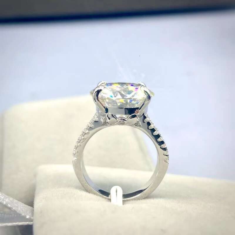 Super Large 10Carat Sparkling Moissanite Ring Pass Diamond Tester 925 Sterling Silver Round Cut Fine Jewelry Rings for Women