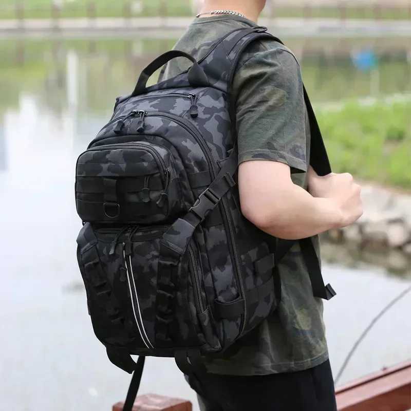 Men Fishing Lure Rod Box Bag Camping Climbing Backpack Hunting Multi-function Military Tactical Men Bags Fishing Shoulder Bag Z250411