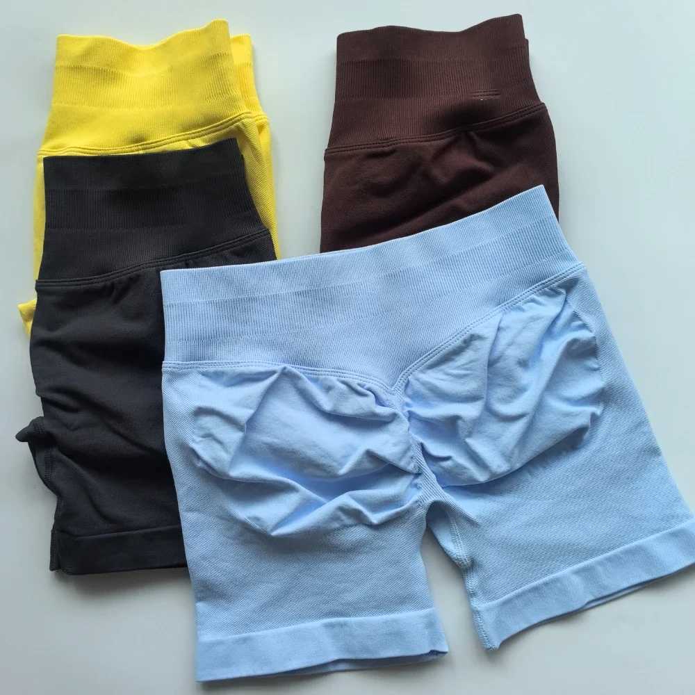 Impact shorts low rib yoga shorts seamless pleated homeless training gym shorts boots stretch running shorts fitness clothing Y250412