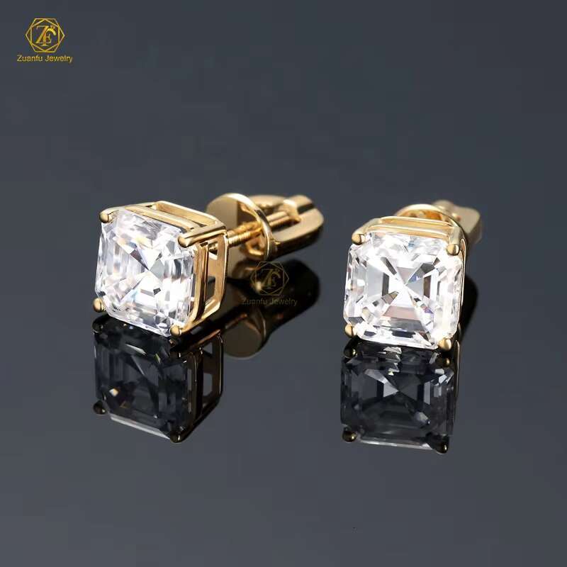 Fashion Jewelry Luxury Earrings Set Unisex 925 Sterling Silver VVS Asscher Cut Moissanite Diamond Stud Earring