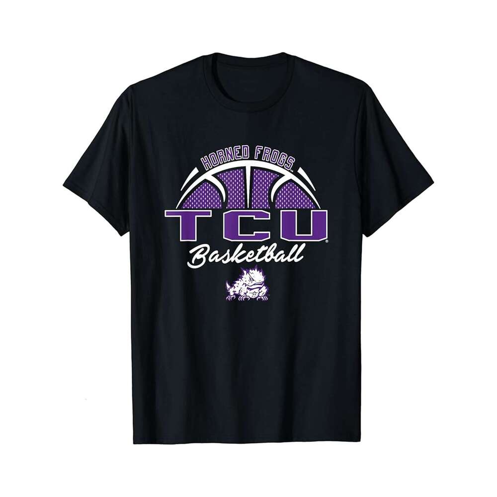 Designer T shirt TCU Horned Frogs Basketball Swish Officially Licensed , 100% cotton, short sleeve, Wrinkle resistant, Casual, comfortable fit - 220 g