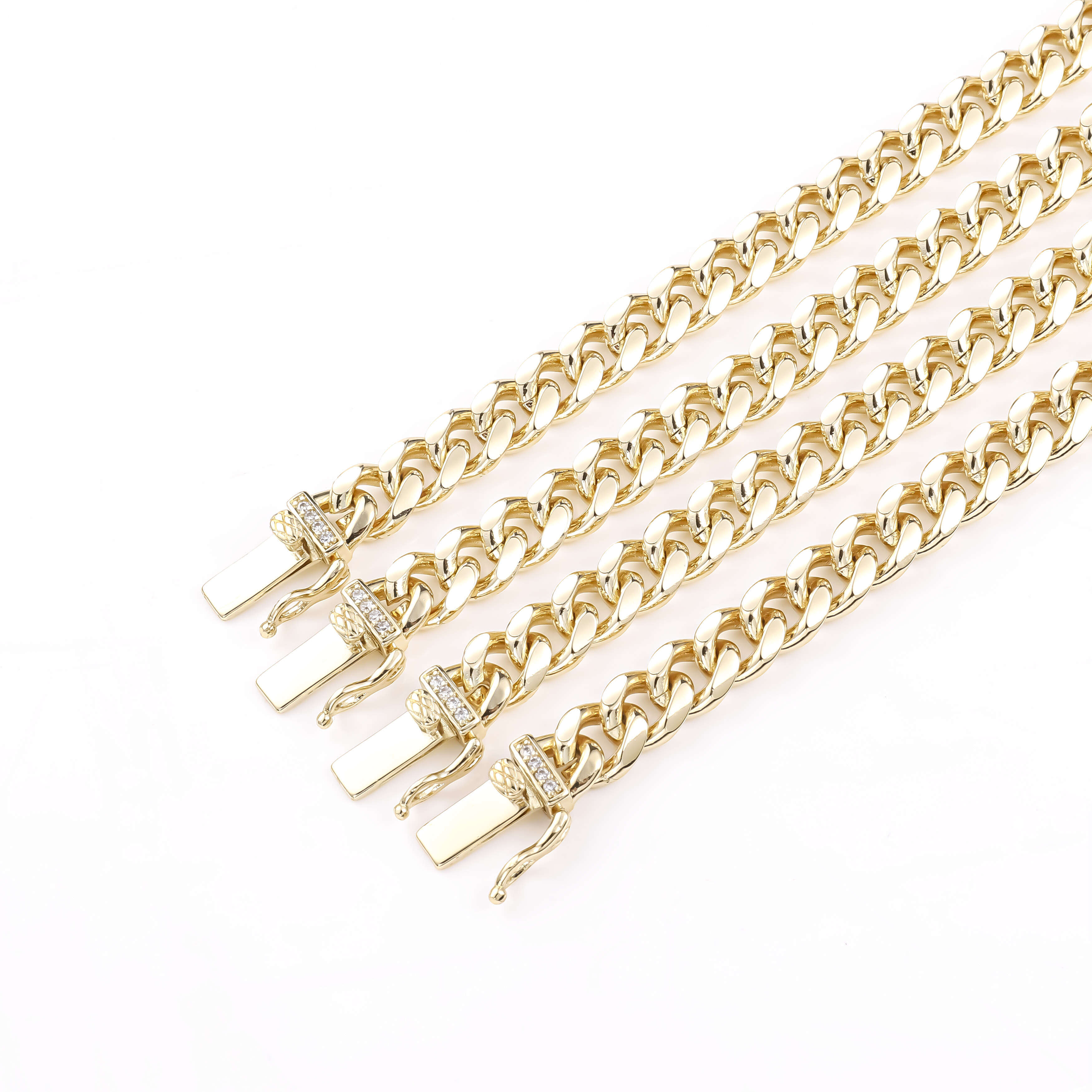 CM Wholesale Hip Hop Men 14k Gold Filled Plated Joyeria Women Zircon Necklace Jewelry Miami Cuban k Chains