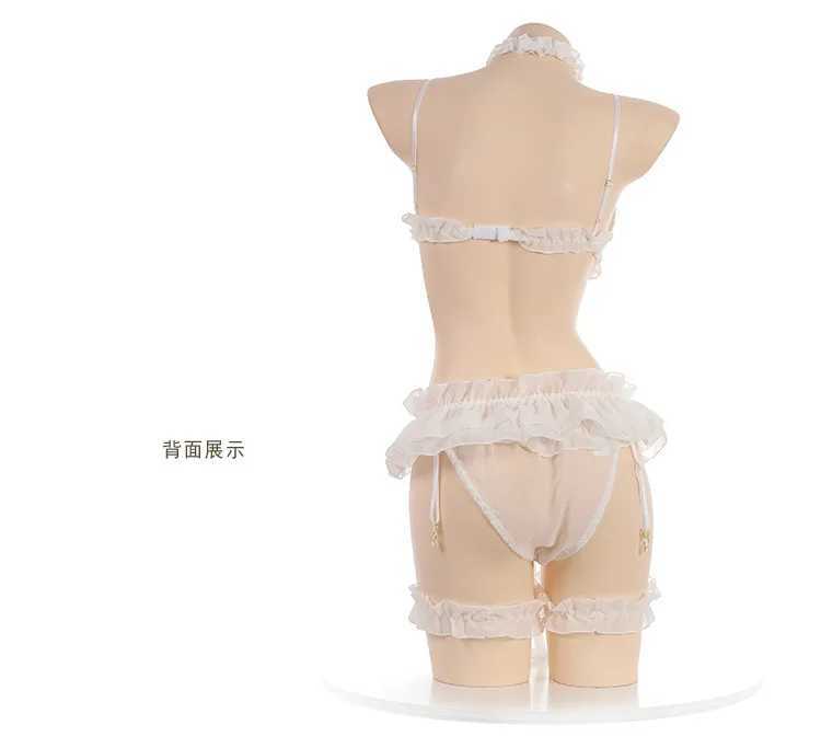 Japanese womens lingerie set Bdsm clothing lace pleated lingerie Kawaii clothing garter straps maids transparent exotic pajamas W250412
