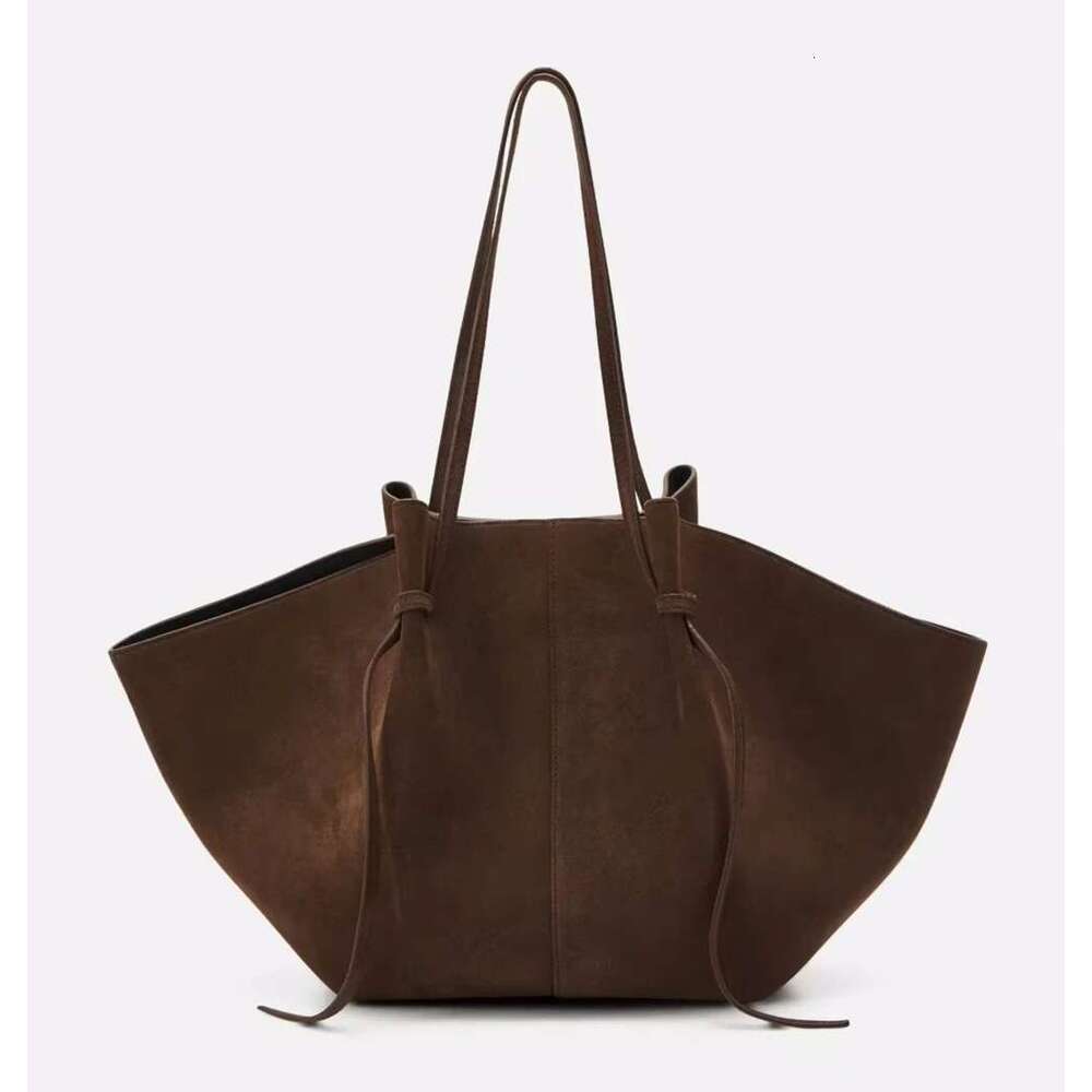 2024 Niche Design Wing Matte Cowhide Large Capacity Handheld Tote Suede Autumn And Winter Women's Shoulder Bag