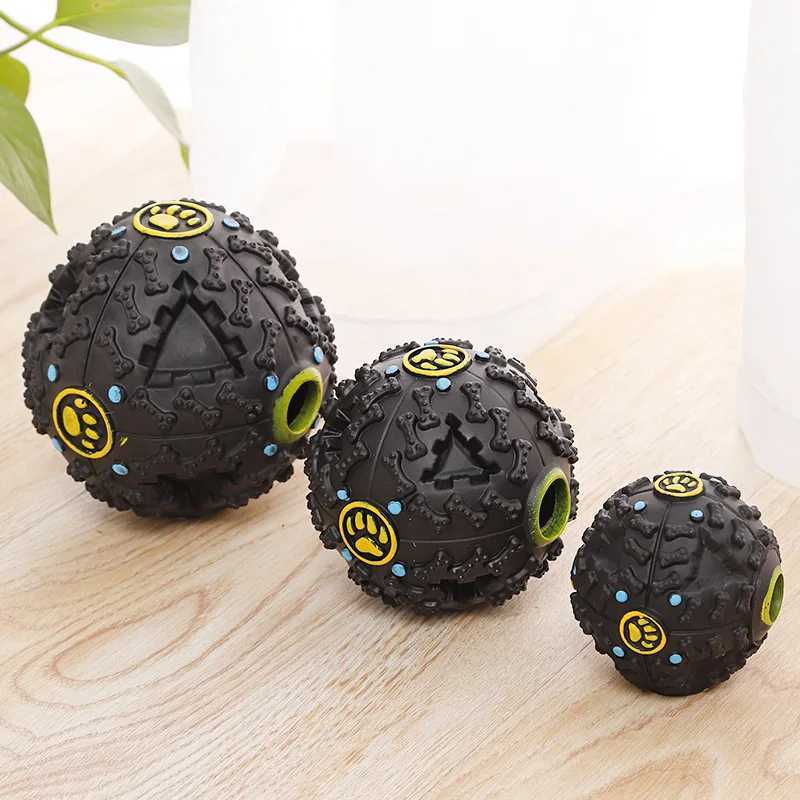 Black Square Ball Pet Food Drop Ball Pet Toy Dog Toy Sound Toy Squeezing Ball Round Z250412