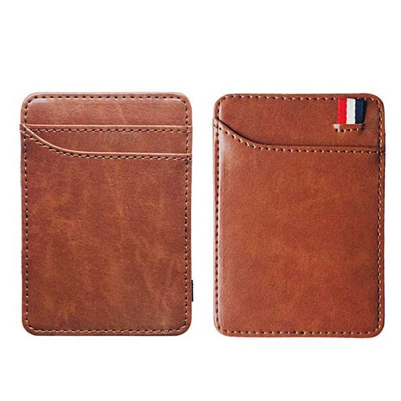 New fashion ultra-thin mens leather magic wallet Korean designer card holder womens small cash clip Bilfold mens wallet Z250411