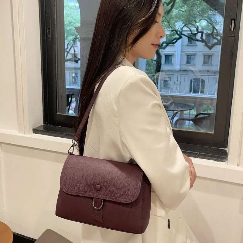 Designer Bag Women's Genuine Leather Underarm Square Handbag Solid Versatile Real Cowhide Multi Compartment Single Shoulder Bag