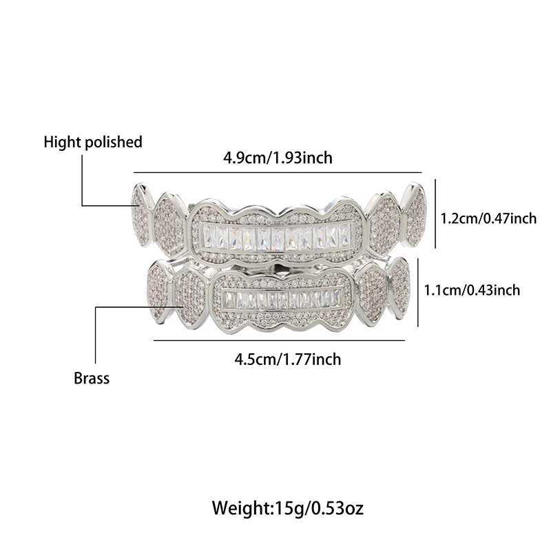 Full CZ bagels stone teeth Grillz hat cubic zirconia ice out micro paving mens and womens jewelry charming grill W250412