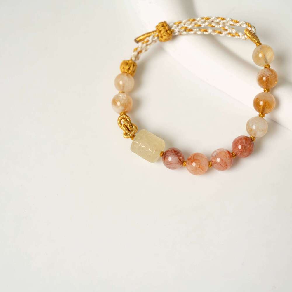 Dunhuang Sun-Kissed Crystal Bead Cord - Lemon & Citrine Gemstone Wrap for Uplifting Energy & Personal Motivation