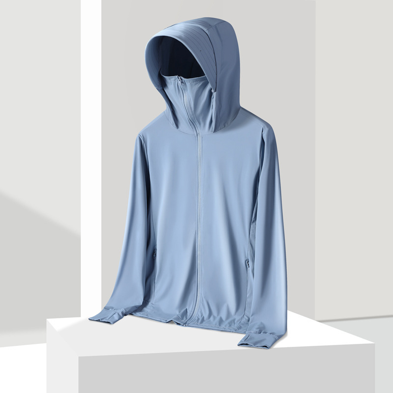 Sunscreen Clothing for Women in Summer Uv Protection Sun Protection Hooded Skin Clothing Thin and Breathable Ice Silk Sunscreen Clothing Fishing Cloth
