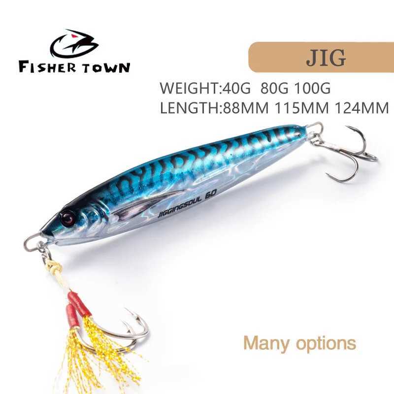 2023 Sea fishing Metal Jig 40g 80g 100g Fishing Lure Weights Bass Fishing Bait Tackle Trout Jigging Lure Jigs Saltwater Lures Z250411