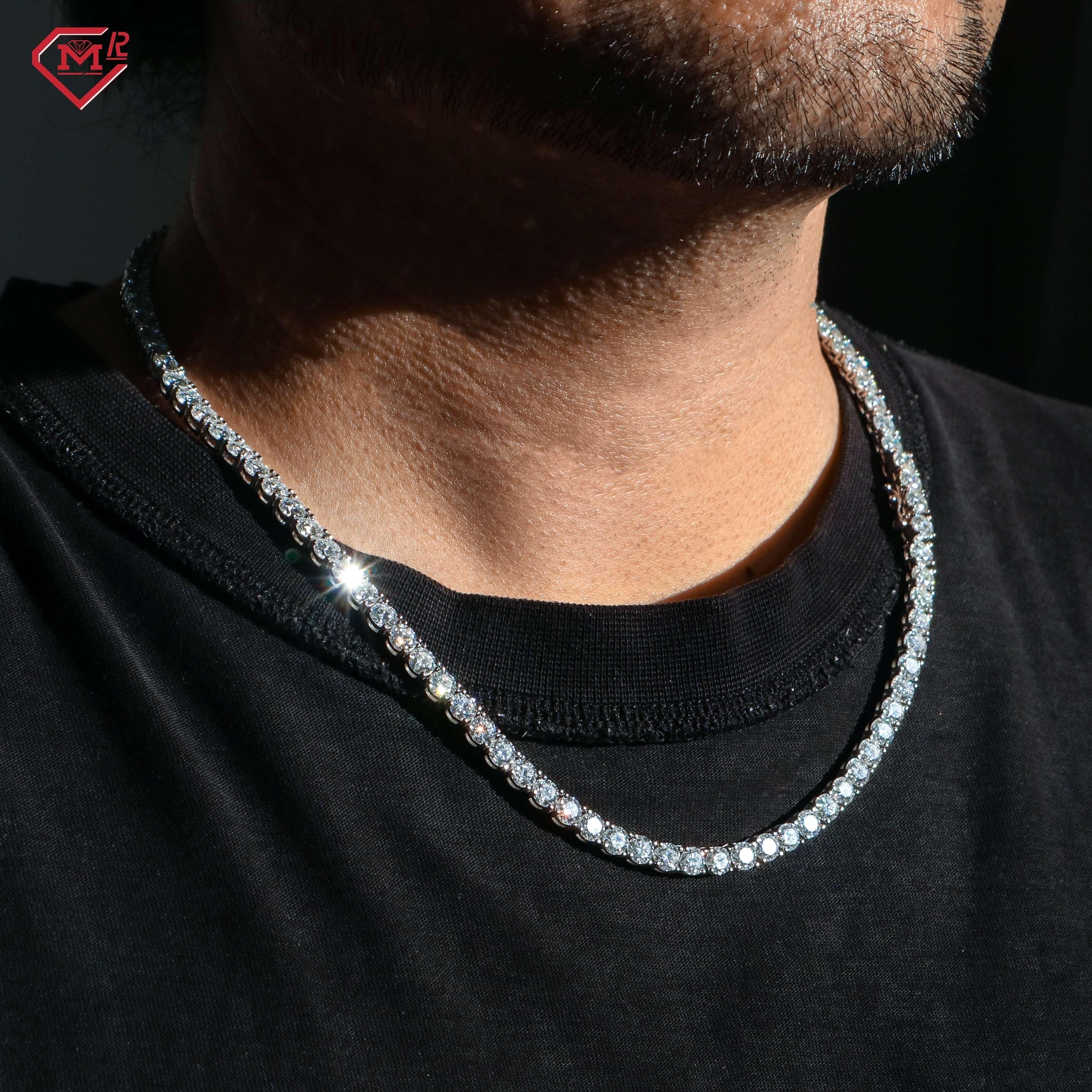 Hot Sale Tennis Chain 925 Sterling Silver Hip Hop 6mm Mens Diamond Chain Moissanite Tennis Chain