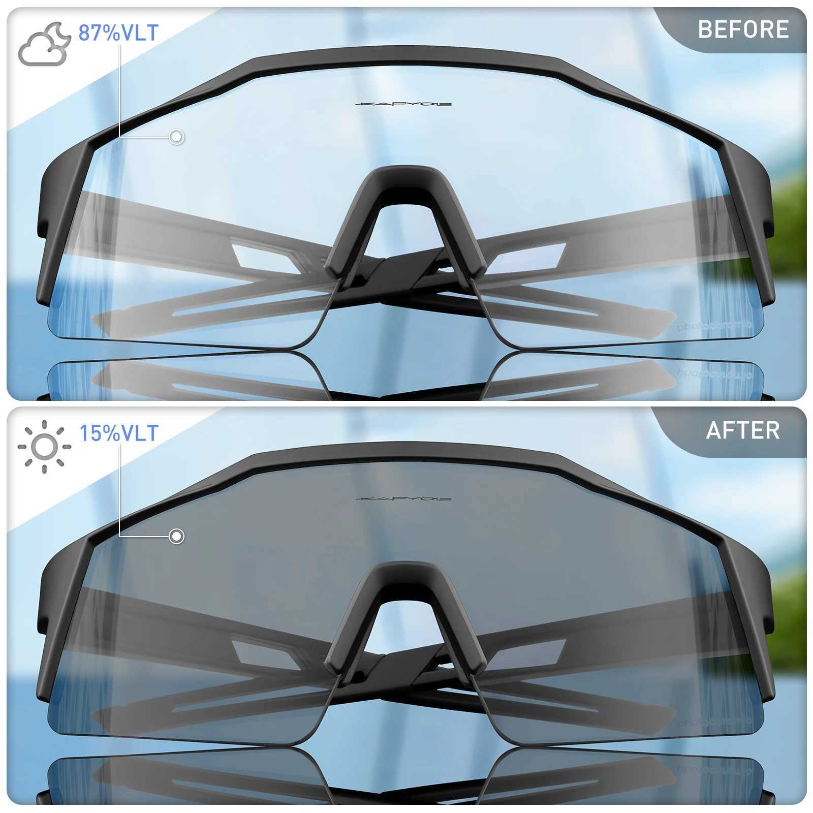 Kapvoe Photochromic Cycling Sunglasses for Men Women Bike Glasses Riding Driving UV400 Mountain Bicycle Goggles Eyewear SportsC250411