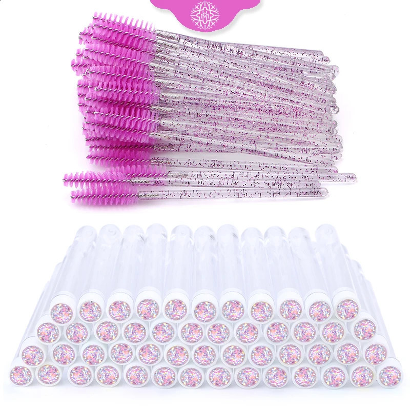 50/100pcs Diamond Eyebrow Brush Tube Disposable Eyelash Brush Reusable Crystal Eyelash Brush Replaceable Dust-proof Makeup Sets 250409