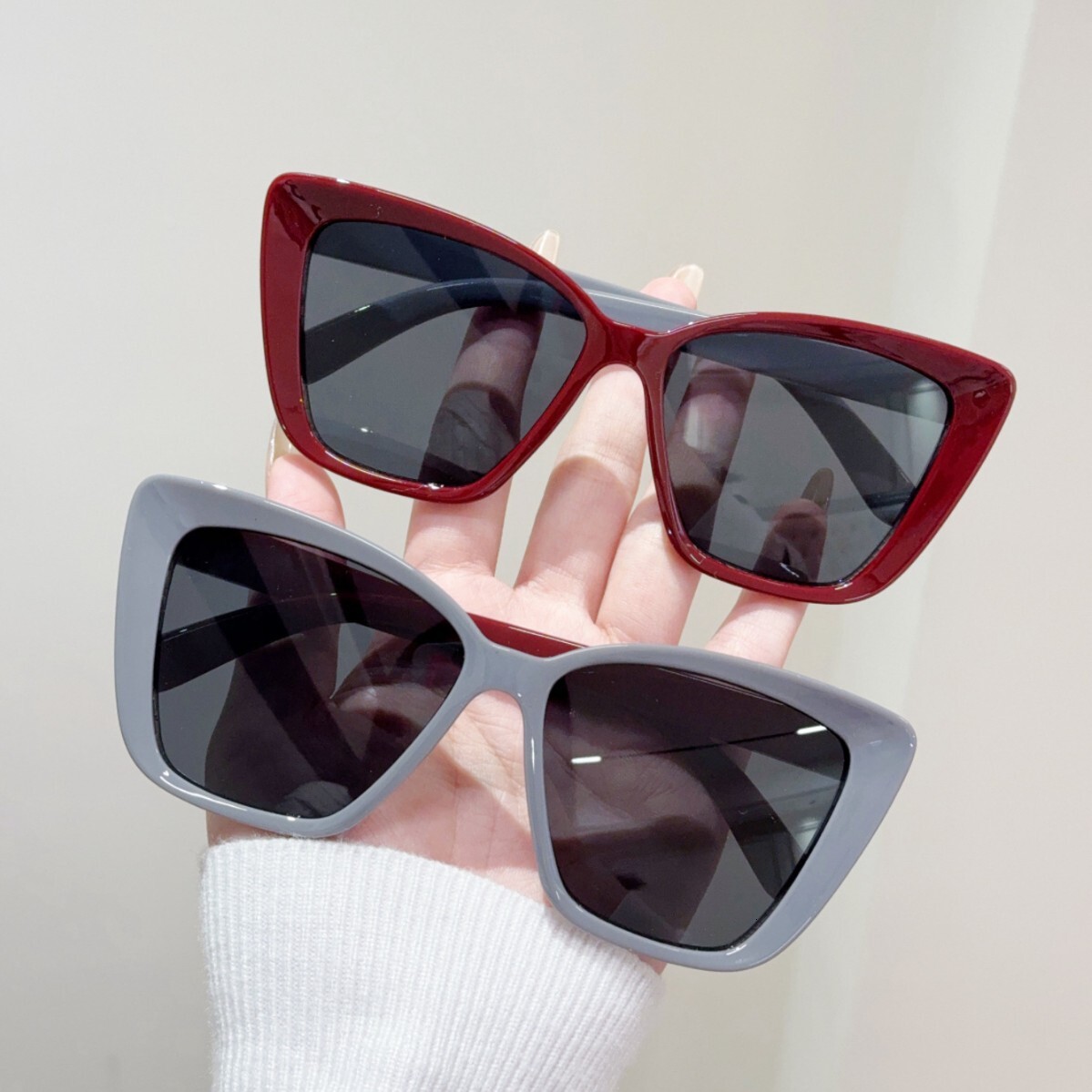 Fashionable internet celebrity cat eye versatile decoration slimming high-end sunglasses large frame flat mirror