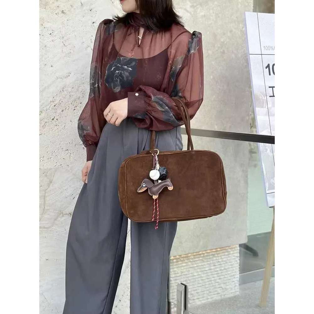 Designer New Office Womens Single Handbag Suede Real Leather Soft Underarm Shoulder Bag Totes Large Capacity Zipper