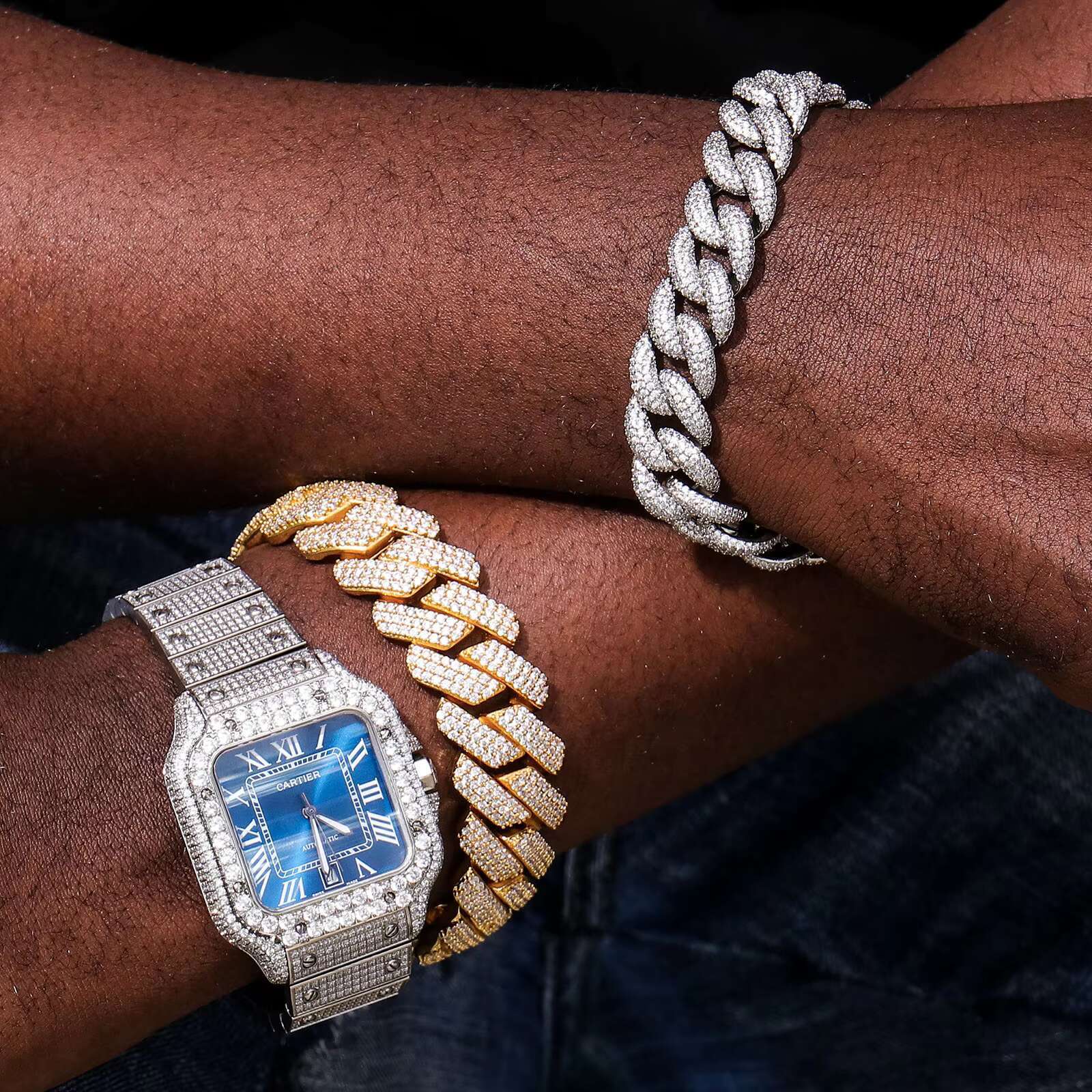 925 Silver Iced Cuban Miami 7-22inches Hip Hop Bracelet Vvs Real Diamond Moissaniten Cuban Link Chain Necklace for Men
