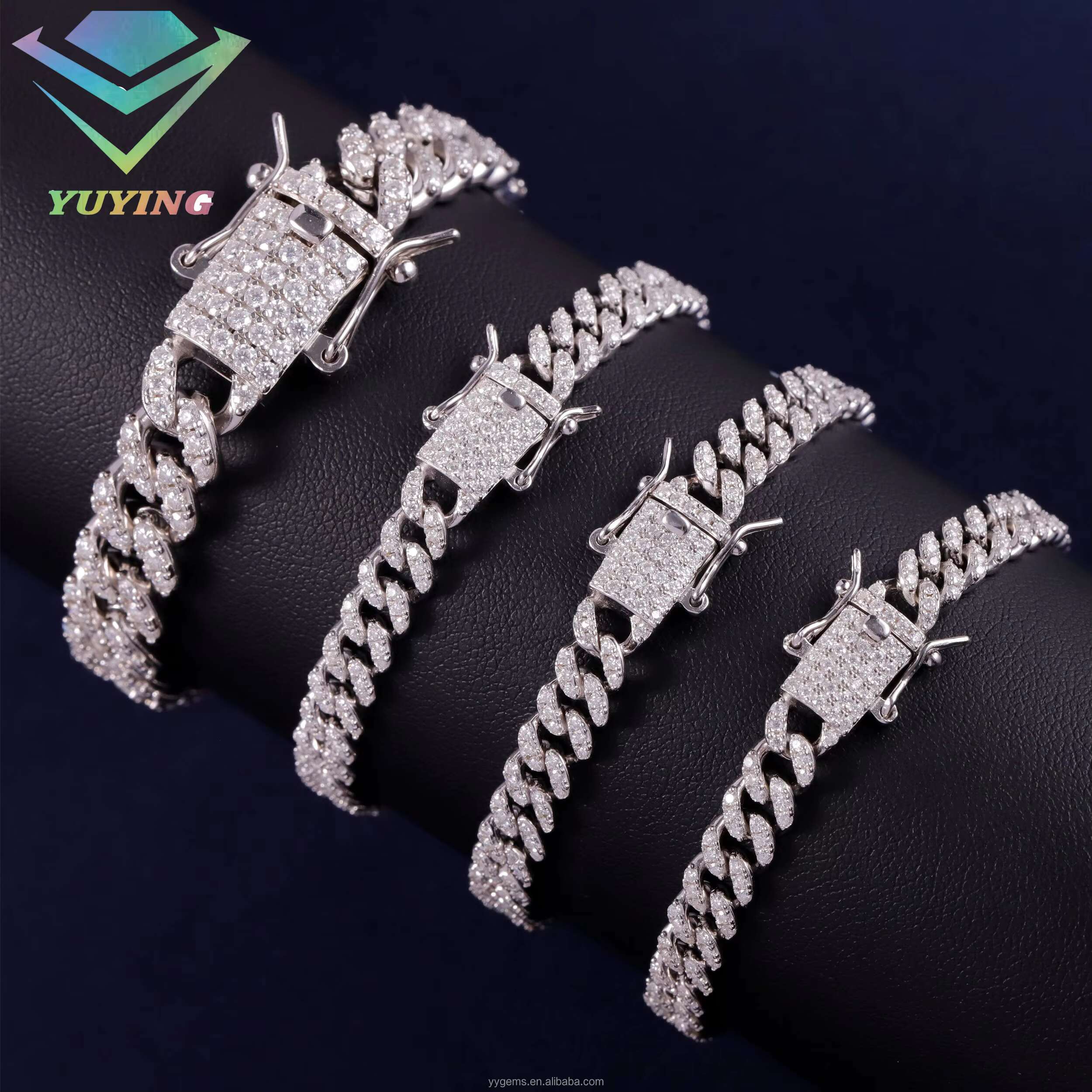 6mm Wide Necklace 18K Gold Plated S925 Sterling Silver VVS Moissanite Cuban Link Chain with GRA Certificate