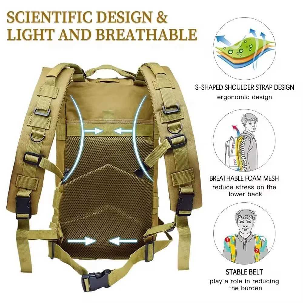 Fishing Tactical Backpack Outdoo Travel Fishing Camouflage Bag Climbing Hunting Backpack Fishing Hiking Nylon 3P Pack Backpack Z250411