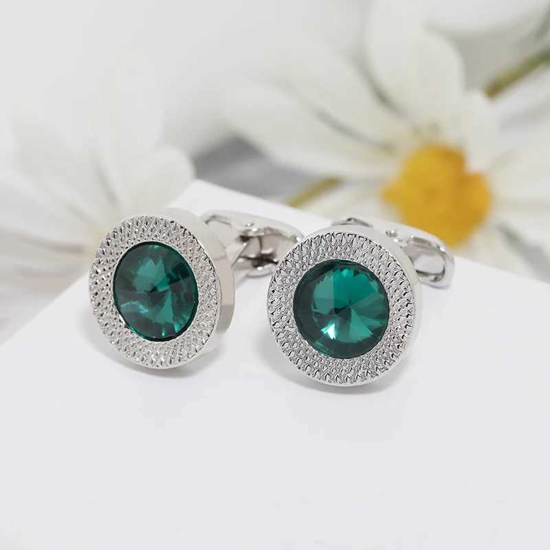 Blue green crystal tapered cufflinks mens classic brand prism cufflinks designer high-quality mens shirt tapered cufflinksT250412
