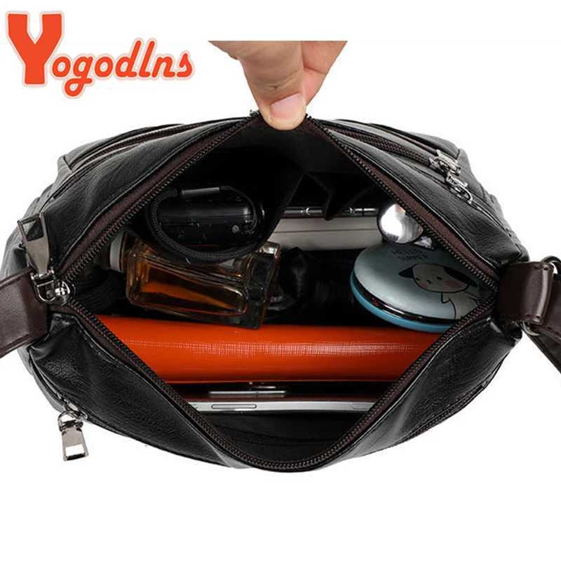 Yogodlns Vintage Shoulder Bag For Women PU Leather Crossbody Bag Multifunction Messenger Bag Small Square Bag Mommy Handbag sacW251112