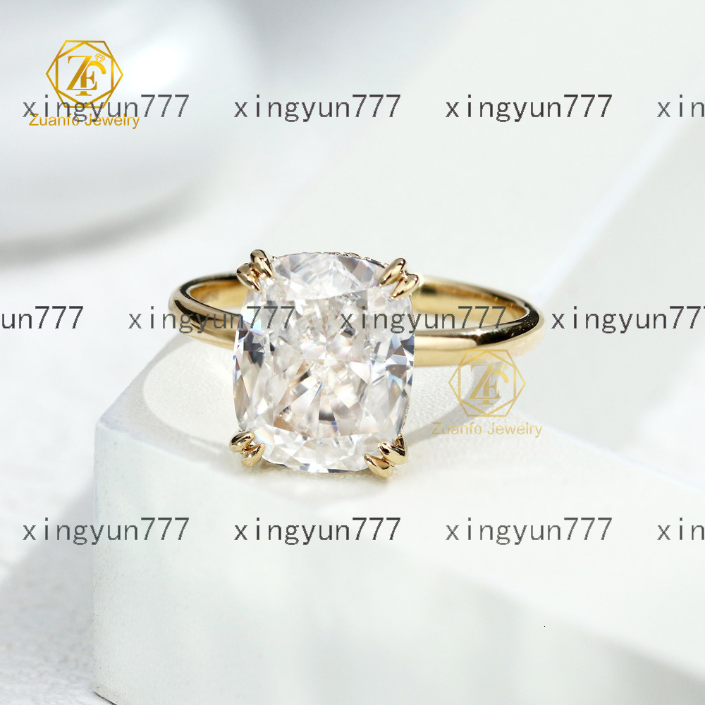 Luxury Custom 5CT VVS Moissanite Solitaire Engagement Wedding Ring 18K Gold with Mossanite Jewelry for Women