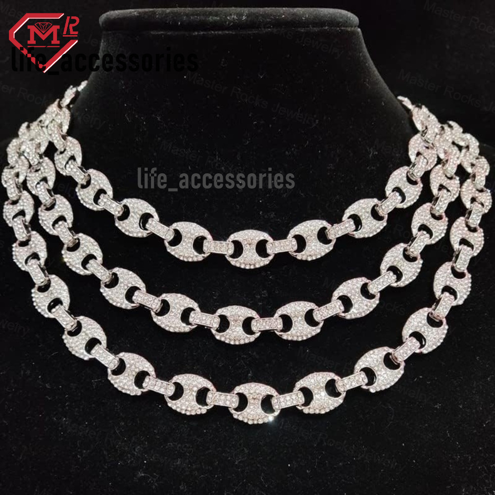 Hiphop Cuban Chain 925 Sterling Silver Baguette Cut Pass Diamond Tester Iced Out VVS Moissanite Cuban Link Chain