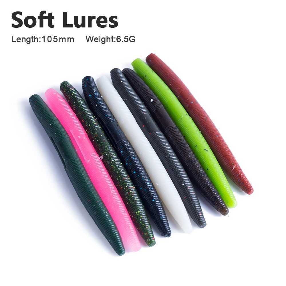 Hanlin 5pcs Silicone Worm 6.3g 105mm Sinking Wobbler Swimbait Soft Fishing Lure Bass Carp Bait Finesse Artificial Lures Tackle Z250411