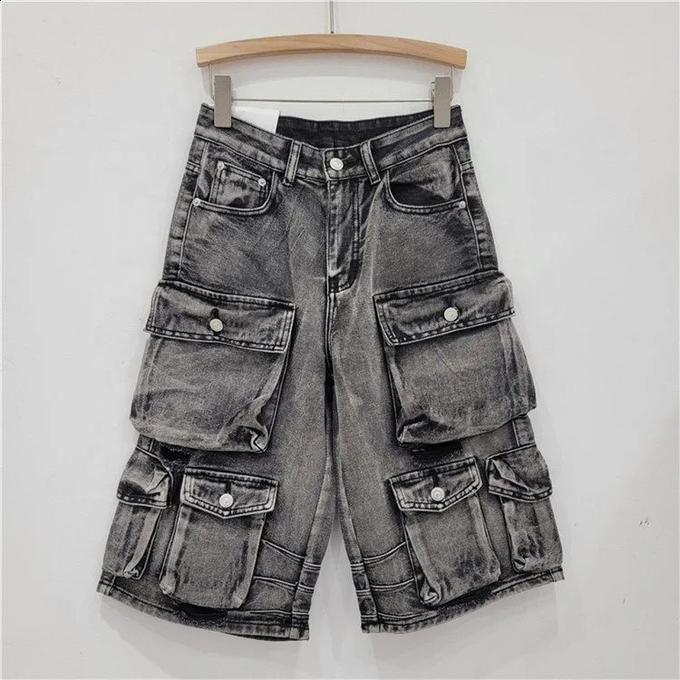Y2k womens streetwear shorts retro washed jeans denim womens goods one-third pants 250411