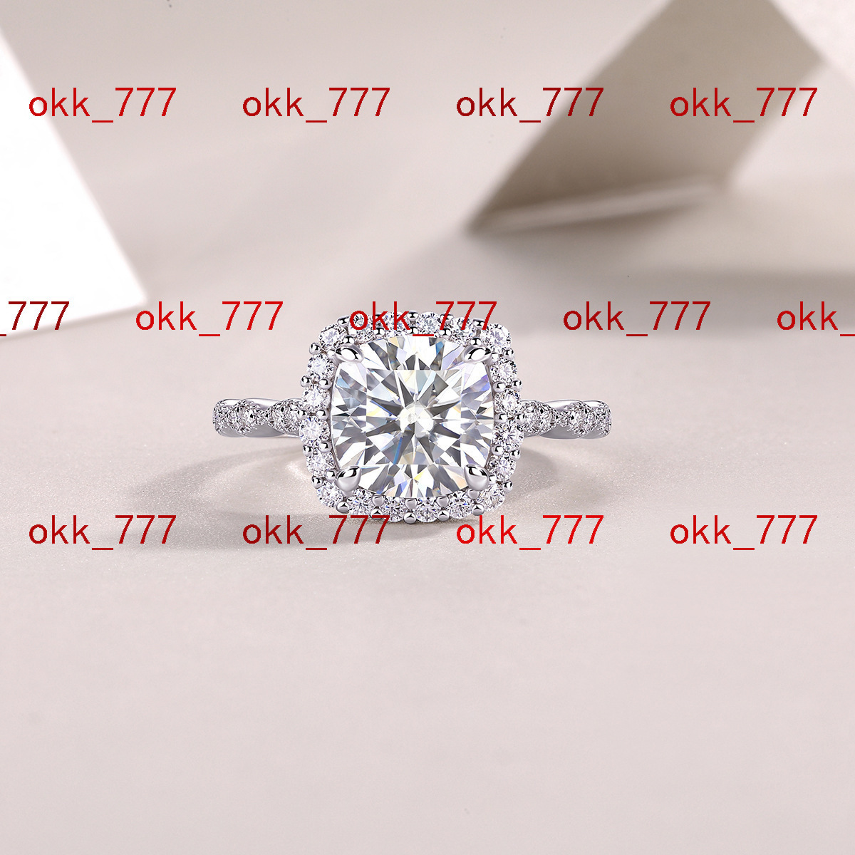 DE Cushion Cut Moissanite Women Ring Square Design 3ct Moissanite Women Ring D Color VVS1 Full Moissanite Silver Ring for Women