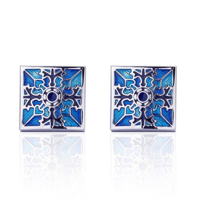 Vintage Pattern Blue Cufflinks Mens Jewelry Shirt Cufflinks Brand Cufflinks Silver Cufflinks High Quality WeddingT250412