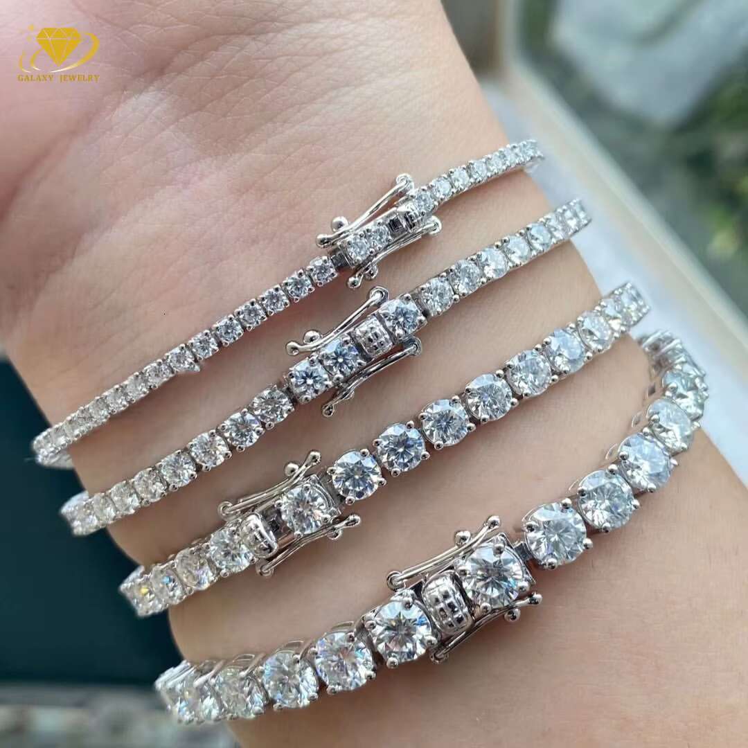 Fashion Jewelry Bracelets Bangles 3mm 4mm 5mm 6.5mm S925 D Color Vvs Diamond Tennis Chain Bracelet Moissanite Chain