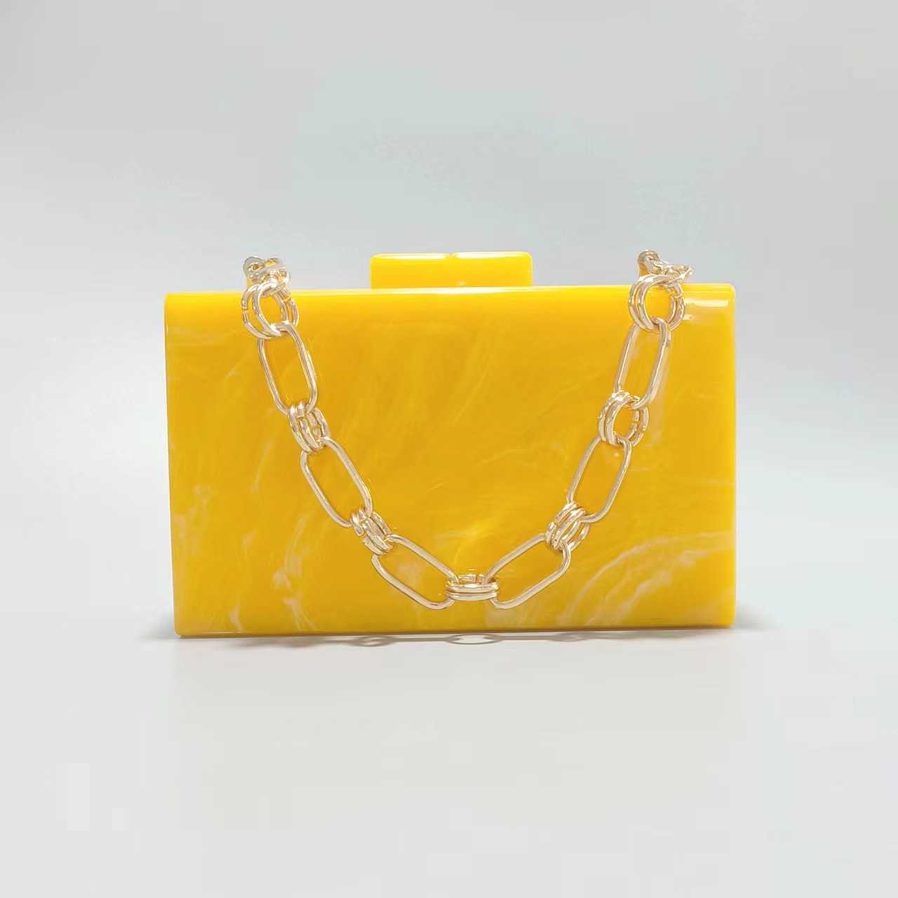 selling new yellow acrylic dinner bag grab bag single shoulder diagonal cross wedding fashion bag for women