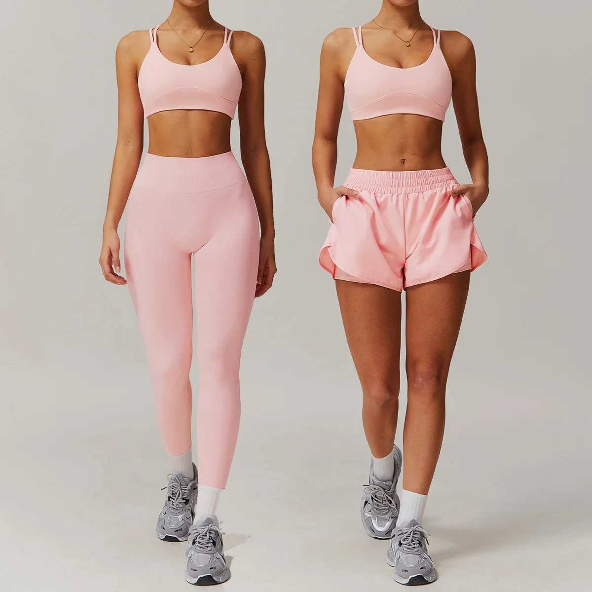 Yoga Set Women Gym Tank top Suit Sport Tracksuit Outfits Fitness High Waist Leggings Gym Running Clothes Long sleeve shorts suit J251112