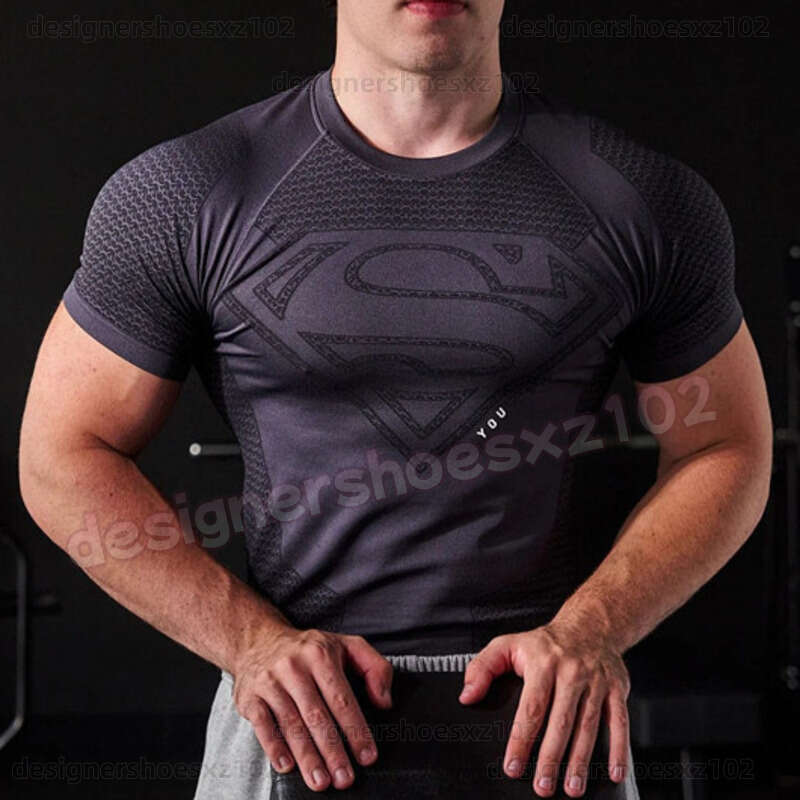 Younglas Mens T-shirts Gym Clothing Men Fitness American Style Muscle Fitness Mens Sports Short Sleeve Casual Running Quick Dry Breathable Tight Fitting T-shirt