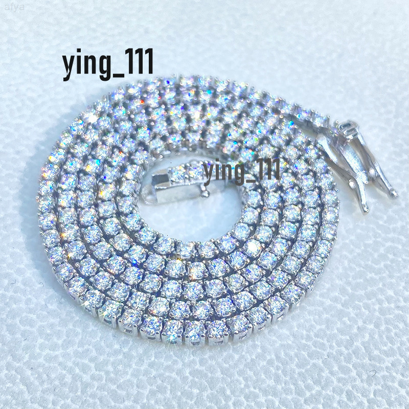 Traxnyc Silver or Gold Iced Out Diamond Tennis Chains 4mm Vvs White Chain Necklaces for Men Women
