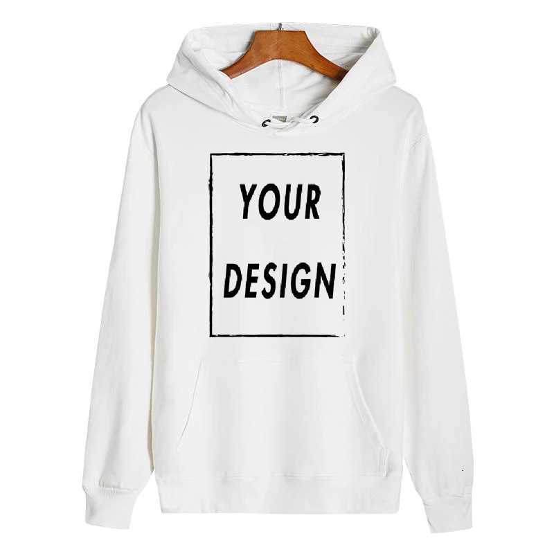 POD customization 300g pure cotton hoodie custom design personalized long sleeved new mens and womens universal large casual sports sweatT251112