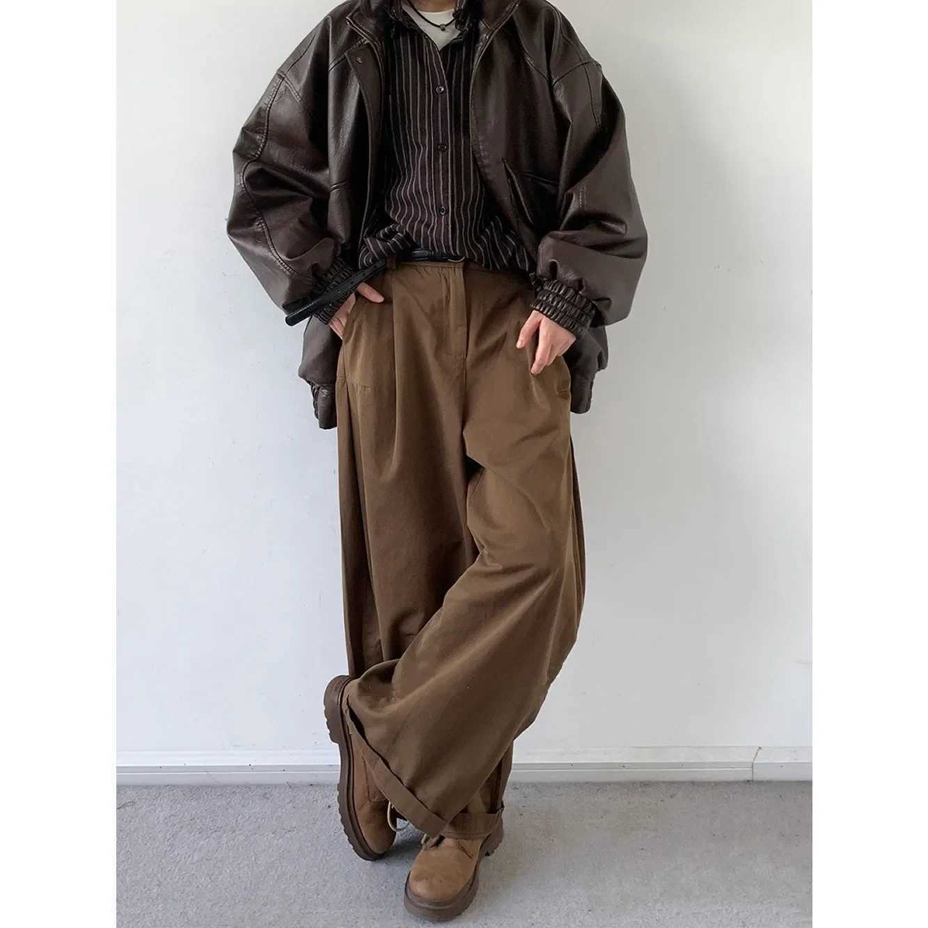 Japanese retro mens basic workwear mens spring and autumn loose casual pants Ins boyfriend styleXJ250412