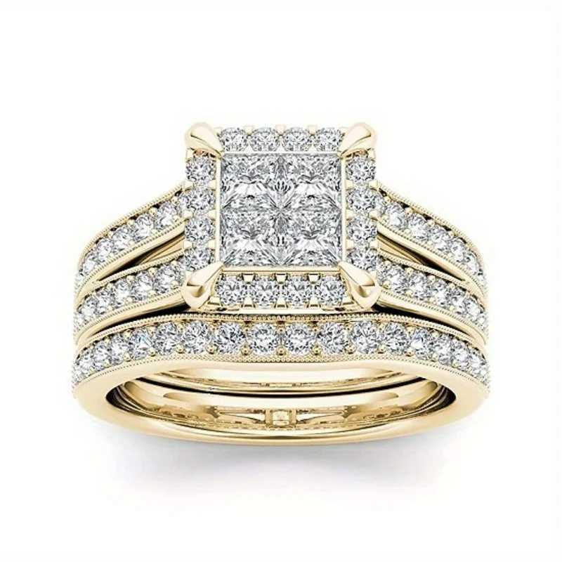 New Micro Light Zirconia Stacked Ring for Wedding and Engagement - Elegant and Luxurious Jewelry SetXJ250412