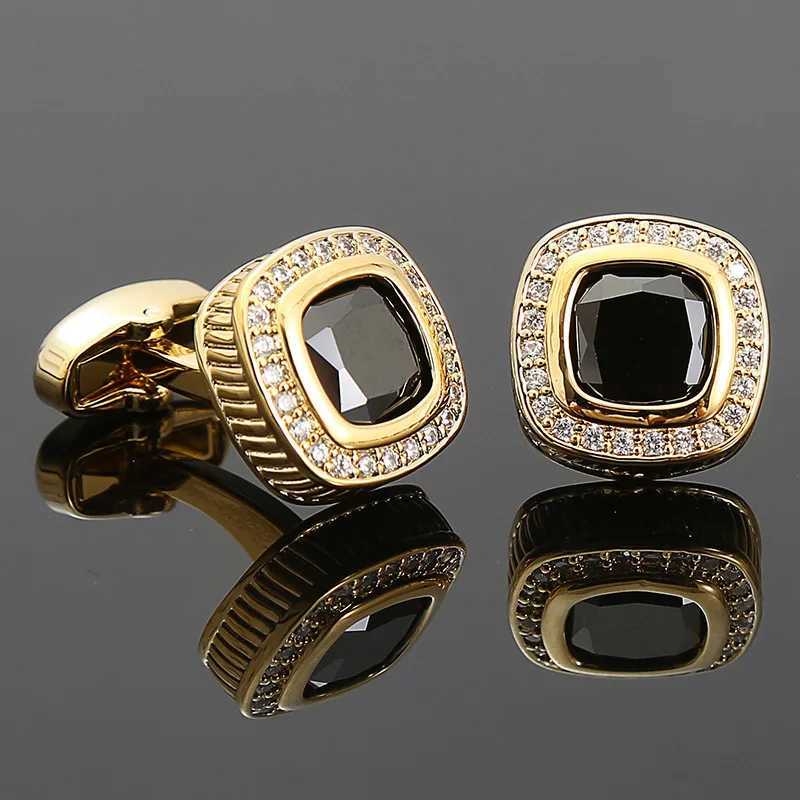 Luxury French mens cufflinks red and black champagne zircon mens business banquet jewelry mens wedding accessoriesT250412