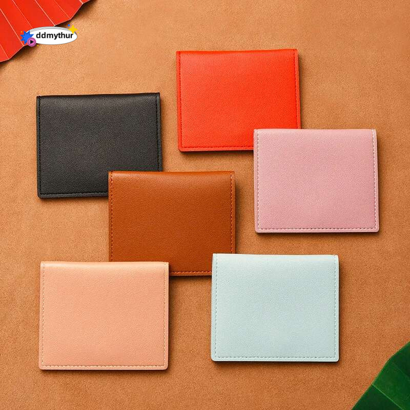 Solid Color PU Leather Small Wallet for Women Short Simple Women's with Buttons Ultra Thin Credit Card Bag Coin Purse ddmythur