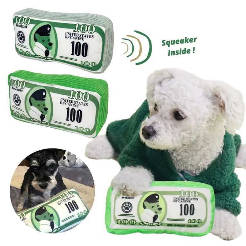 High Quality Simulated money dog toy with fun squeaking sound soundproof paper bite resistance chewing dog toy teeth cleaning puppy toy pet supplies T