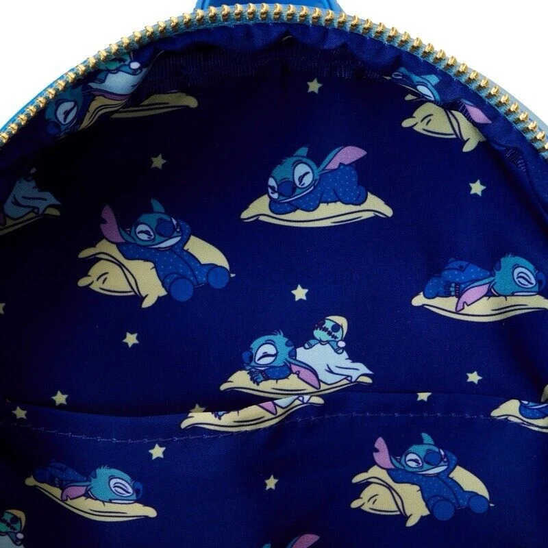 Disney Bedtime Stitch Mini Backpack Womens Double Strap Shoulder Bag Womens Disney Travel Storage Bag X250412