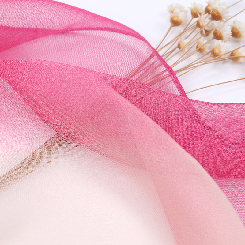 K374 Gradient solid color ladies Korean chiffon scarf spring and summer thin warm sunscreen shawl versatile long narrow silk scarf
