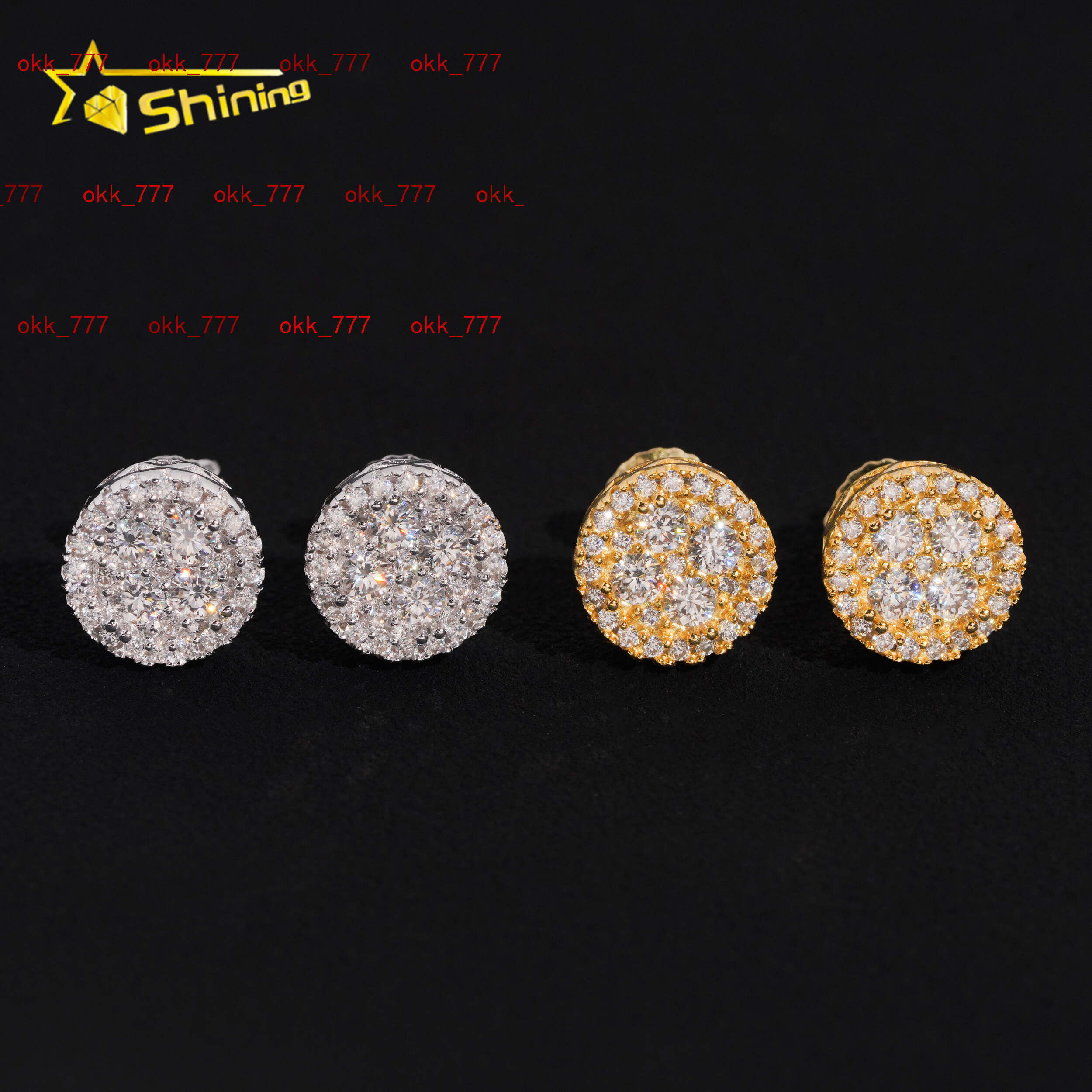 Cheapest RTS Moissanite Stud Earring Fine Jewelry Gold Plated 925 Sterling Silver Iced Out VVS Moissanite Screw Back Earrings