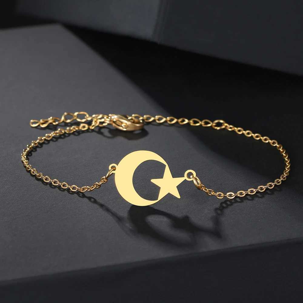 Stainless Steel Bracelets Classic Moon Stars Kpop Fashion Chain Charm Bracelet For Women Jewelry Wedding Party Friends GiftsC250411