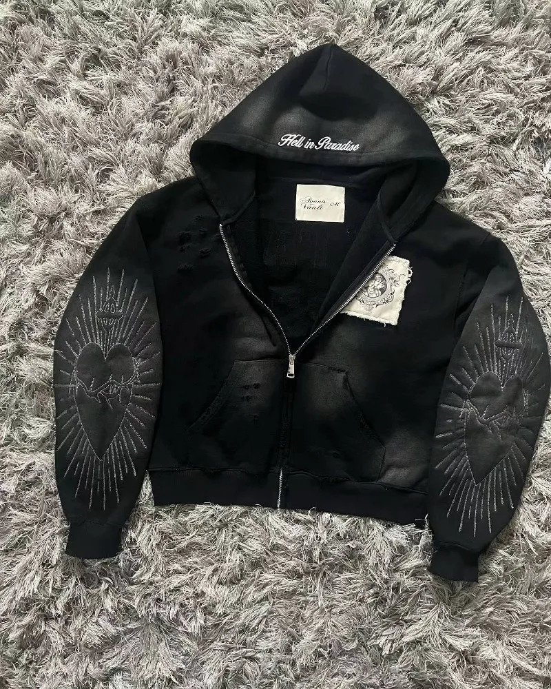 autumn and winter fashion letter patch embroidered sweater mens Y2K street retro casual sports hoodie 250411