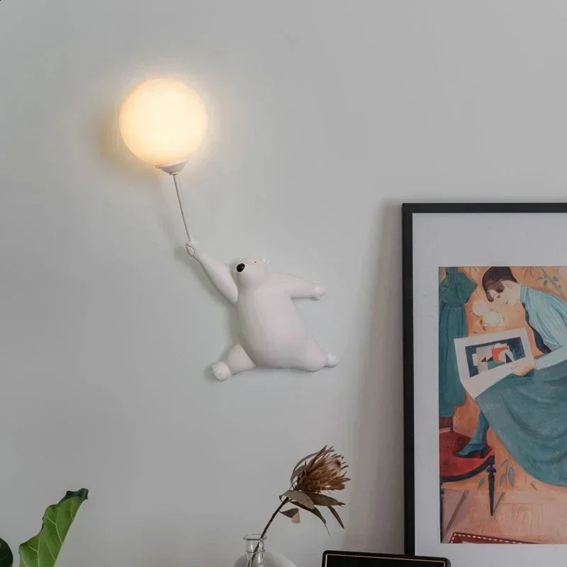 Modern Minimalist Cartoon Bear LED Wall Light Bedroom Research Living Room Childrens Protection Night Light Home Decoration Lighting 250411
