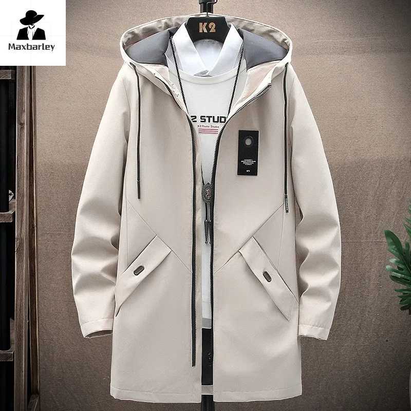 New Mens Casual Long Jackets Coats Hooded Streetwear Hip Hop Windbreaker Outwear Jacket Men Spring Autumn Mens Clothing 2024T251112