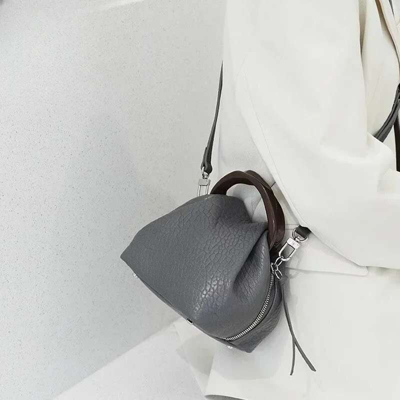 Bubble Sheepskin High-Grade New Niche Design Cloud Bucket Leather Crossbody Bag Handbag